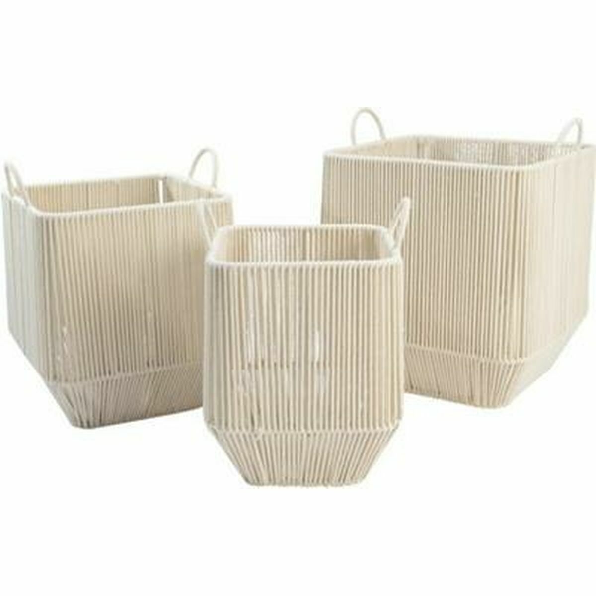 Basket set DKD Home Decor Beige Metal (3 Pieces)-0