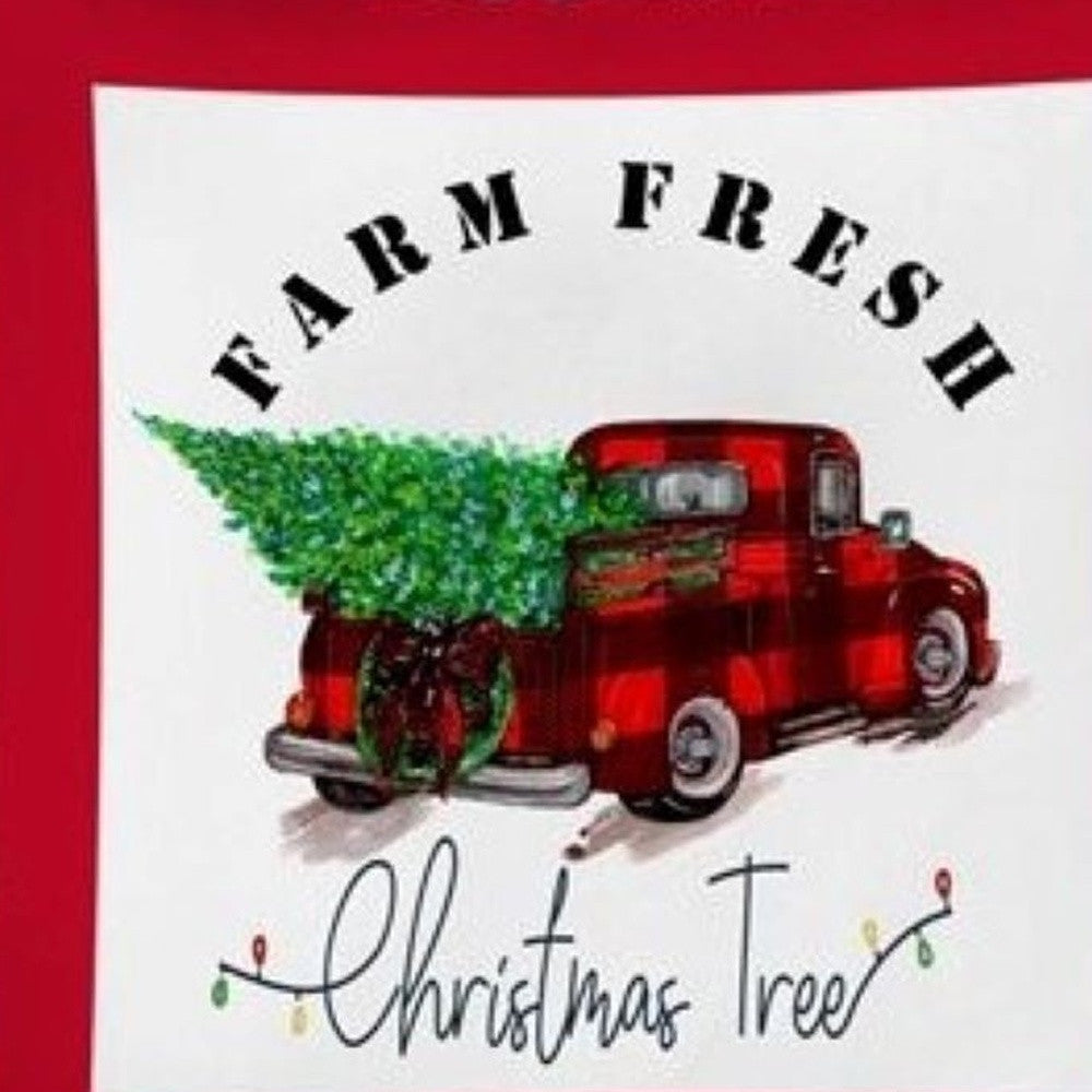 Set of Four Red and Black Christmas Christmas Tree Throw Pillow Cover-4