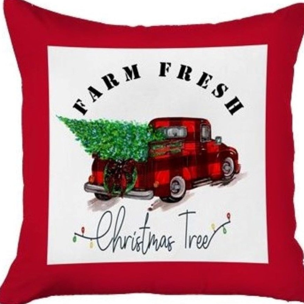 Set of Four Red and Black Christmas Christmas Tree Throw Pillow Cover-2